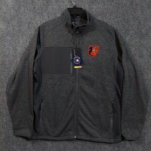 Baltimore Orioles Jacket Mens Large Gray MLB Baseball Full Zip Embroidered Logo
